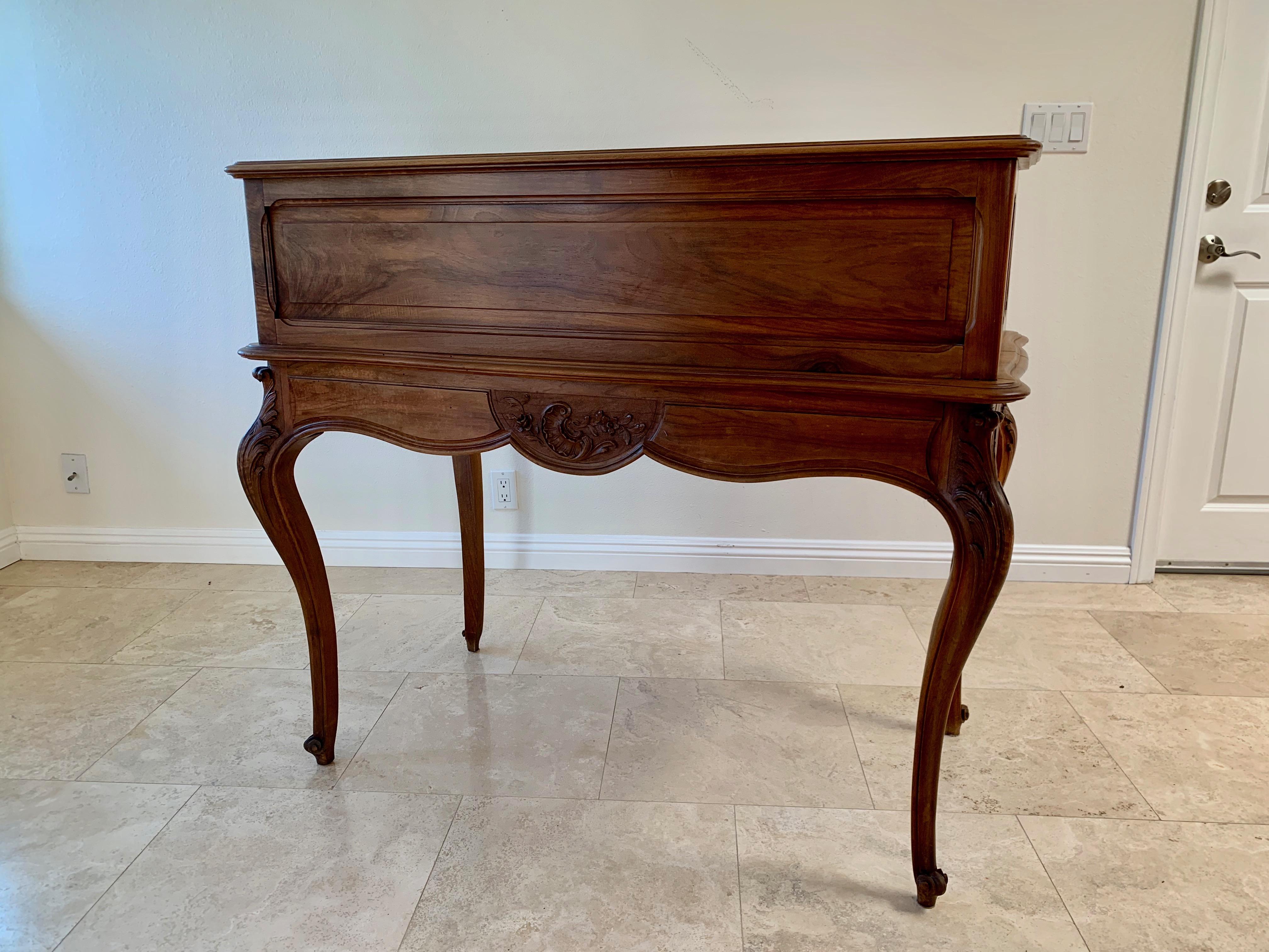 Antique French Walnut Tambour Top Desk For Sale 8