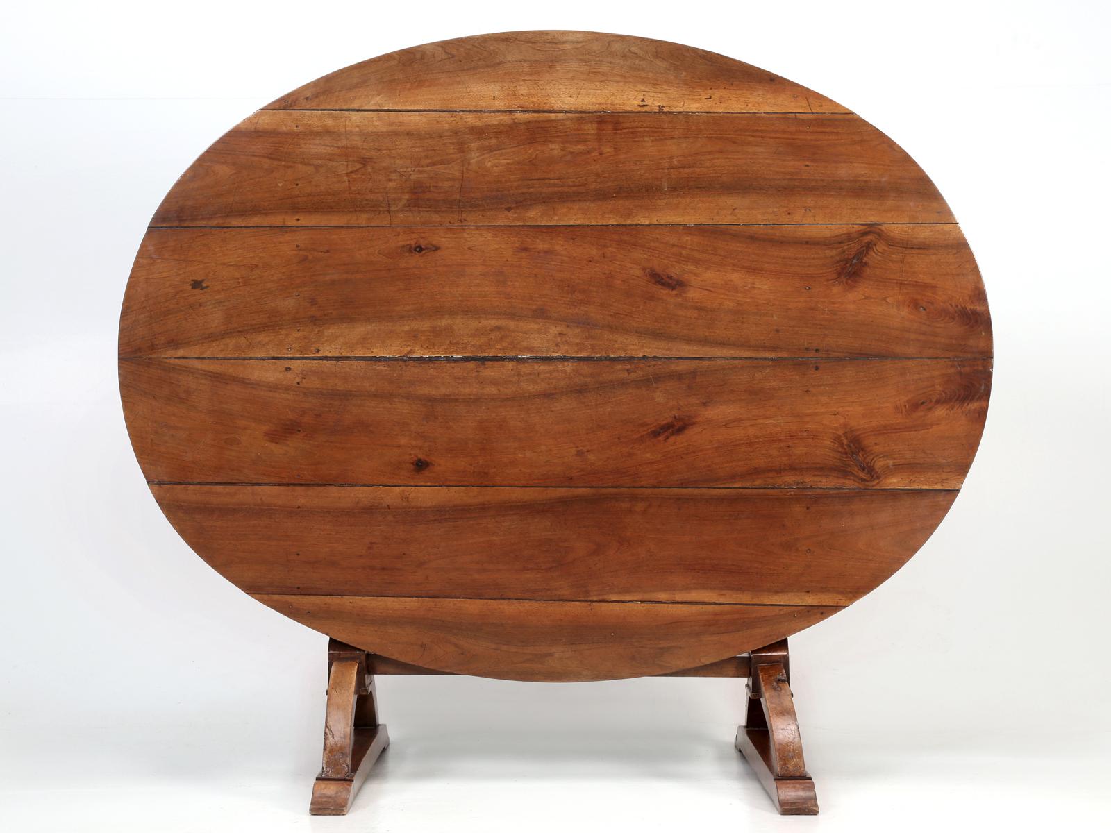 We have been purchasing French wine-tasting tables for almost 30-years and rarely do we ever find a wine-tasting this beautiful. On a general basis, wine-tasting tables were made from beechwood and covered in a canvas material, with a strip of small