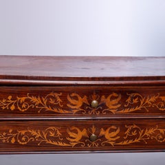 Antique French Walnut Two-Drawer Server with Satinwood Marquetry Inlay, c1880