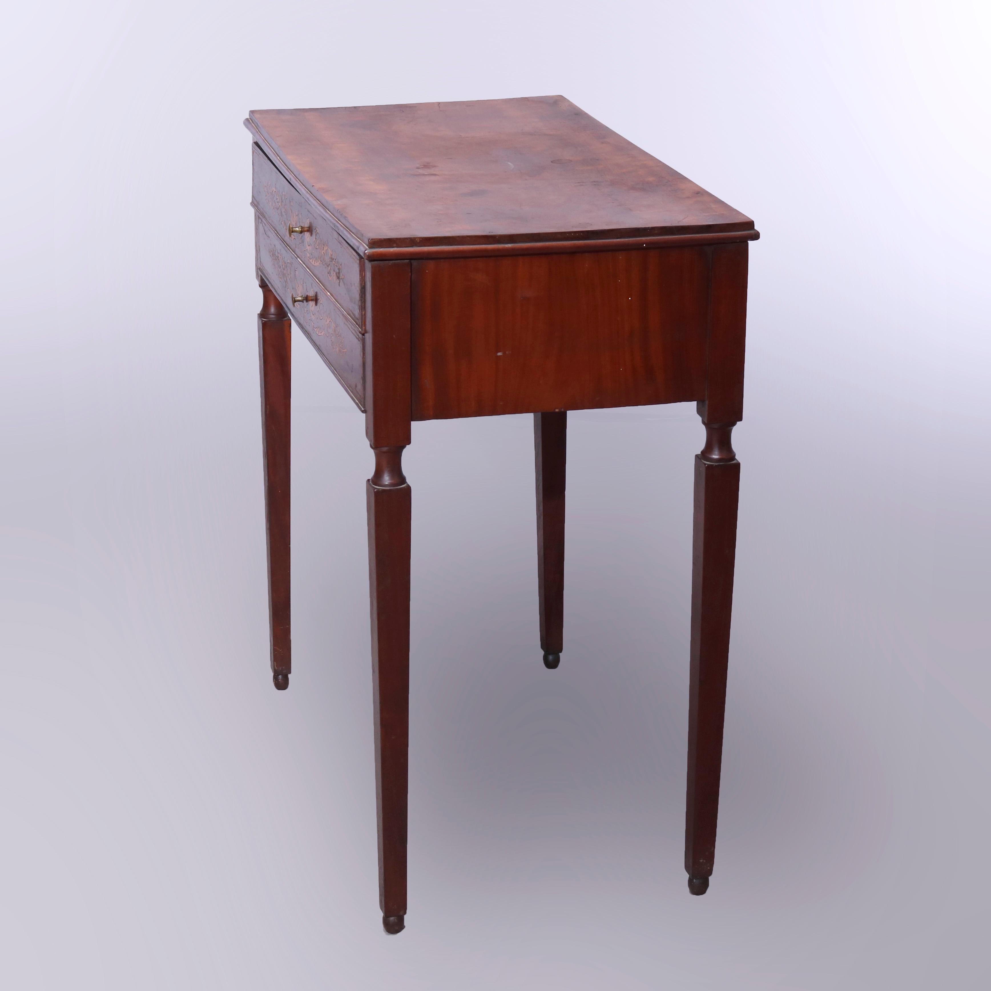 Antique French Walnut Two-Drawer Server with Satinwood Marquetry Inlay, c1880 3