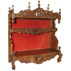 Antique French Walnut Wood Standing Plate Rack or Estanier from Provence