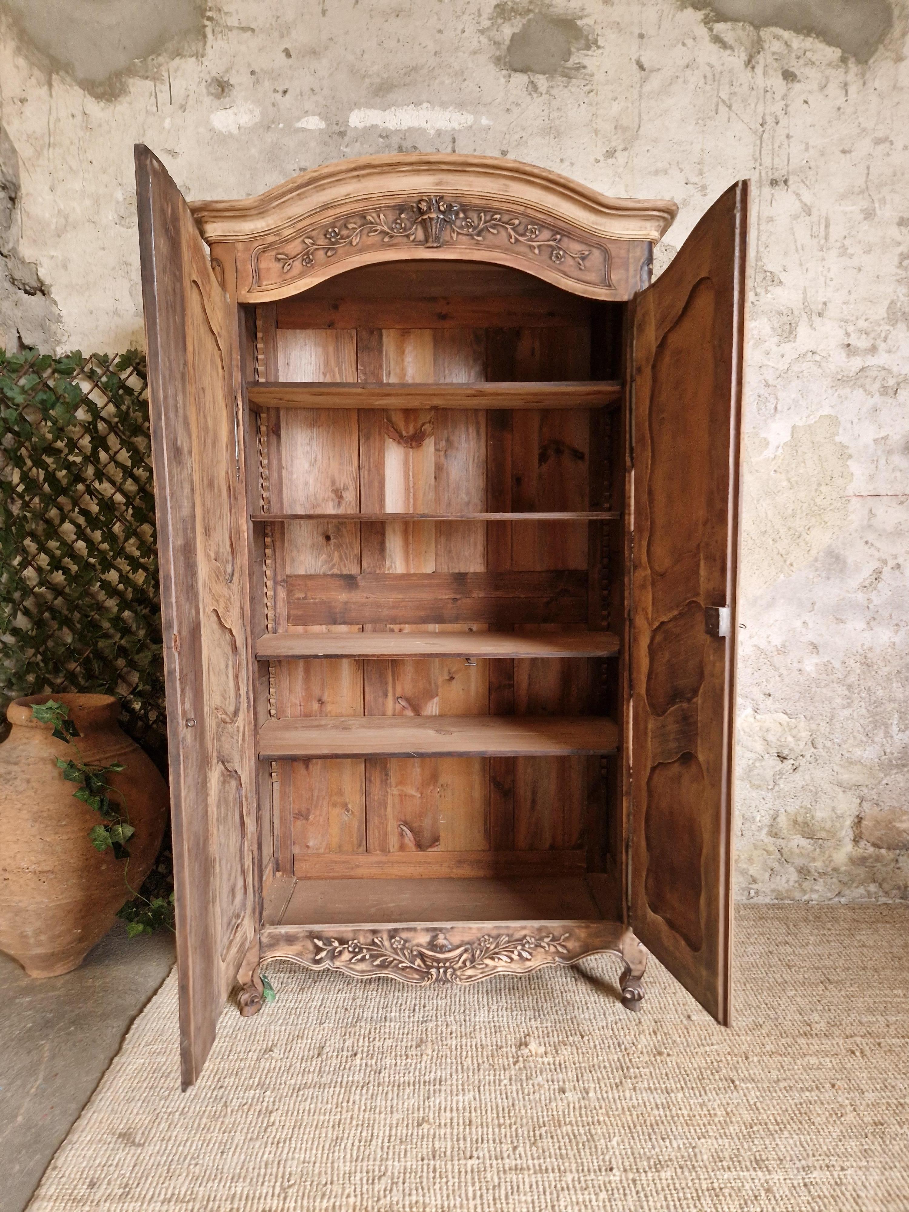 Wood Antique French Wardrobe 19th Century For Sale