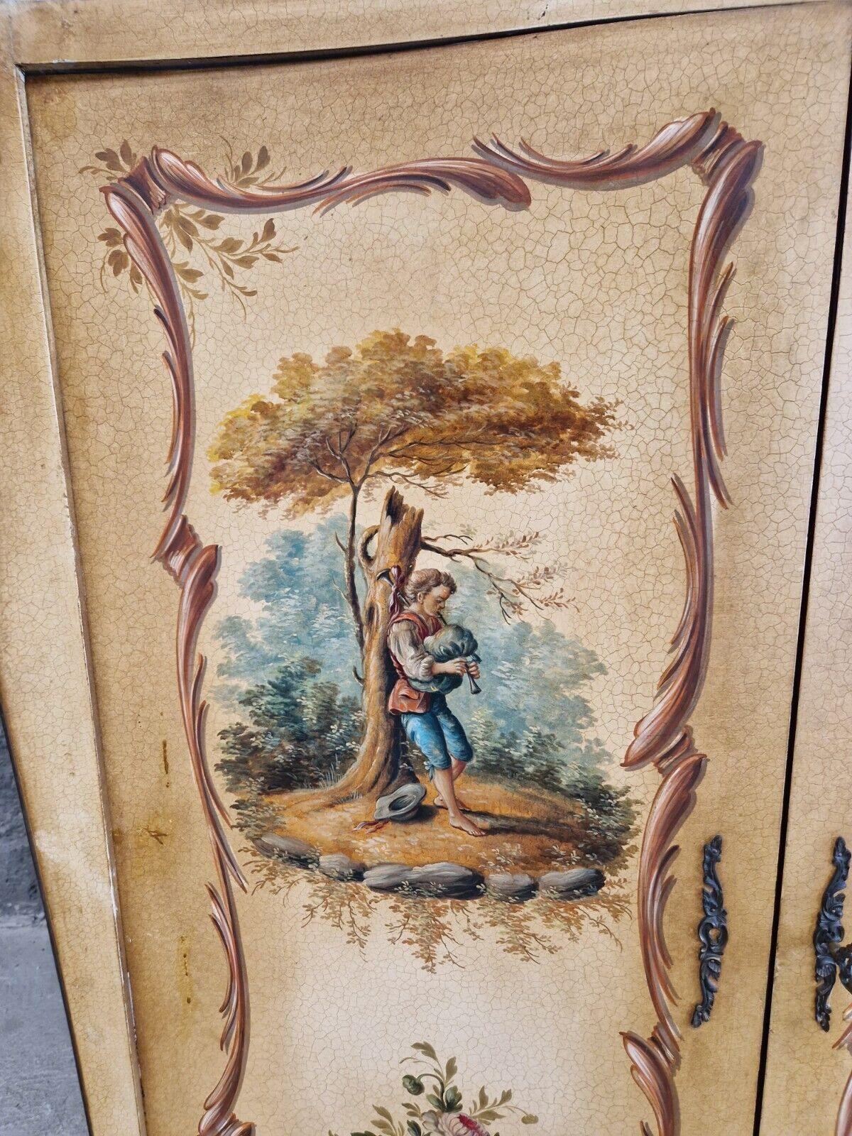 Antique French Wardrobe Louis XV Style Hand Painted Armoire For Sale 6