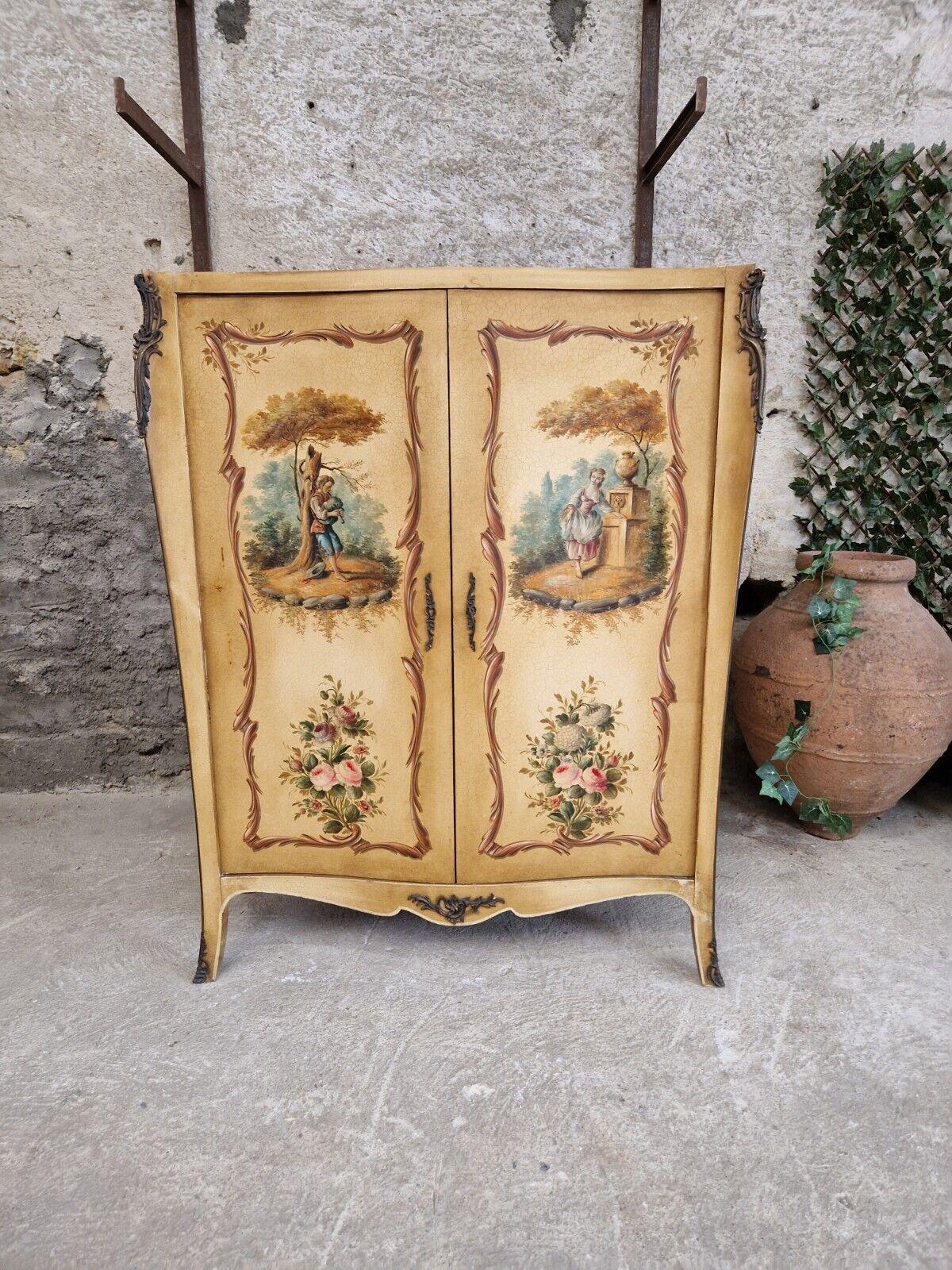 Antique French Wardrobe Louis XV Style Hand Painted Armoire For Sale 1
