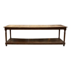 Antique French Warm Brown Drapery Console Table
