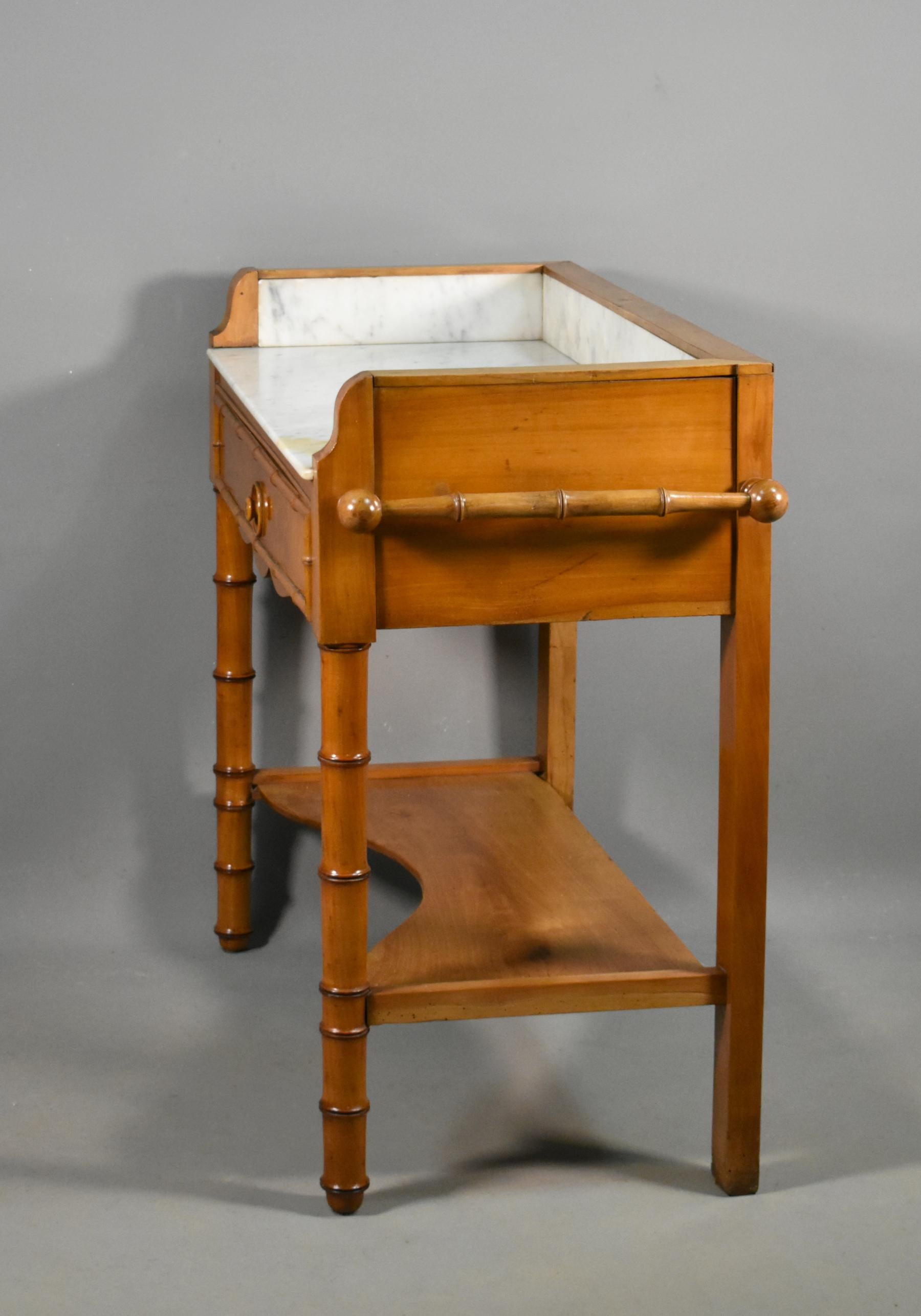 Antique French Washstand in Cherry Wood and Faux Bamboo Louis Philippe ...
