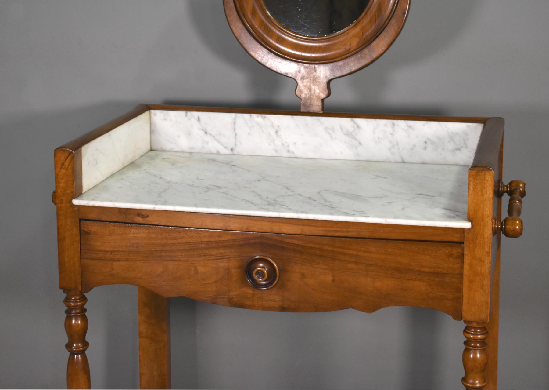 Antique French Washstand in Walnut Louis 19C Louis Philippe Style For Sale 1