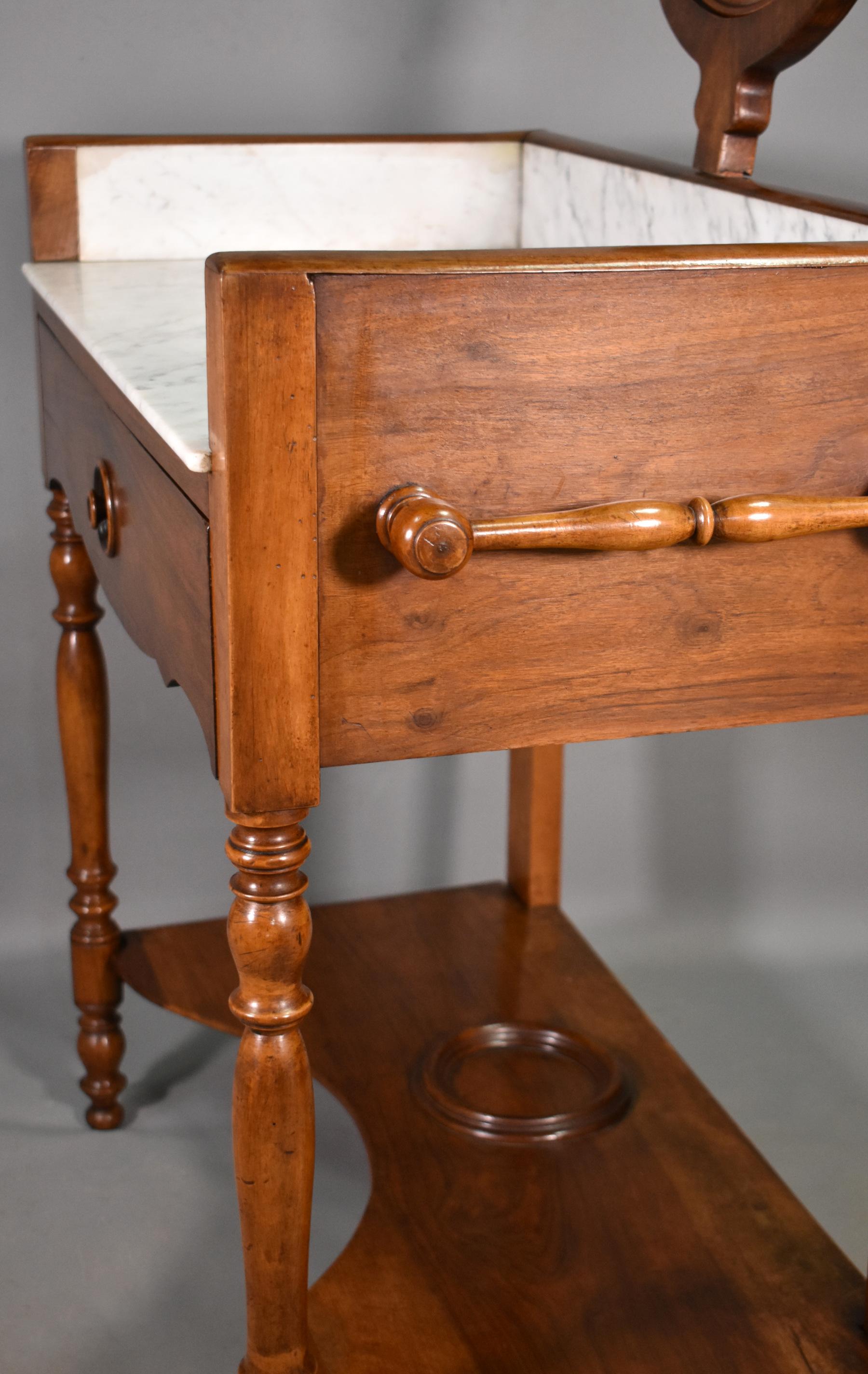 Antique French Washstand in Walnut Louis 19C Louis Philippe Style For Sale 5