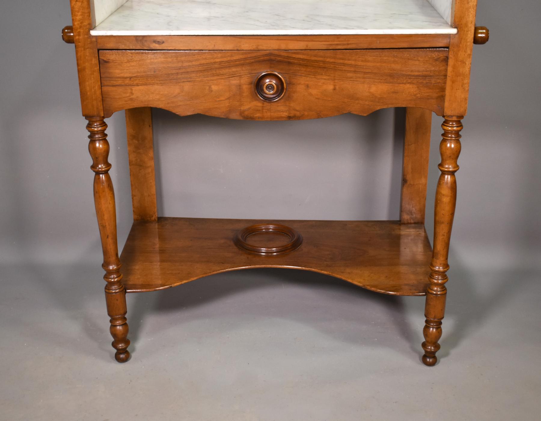 Antique French Washstand in Walnut Louis 19C Louis Philippe Style For Sale 6
