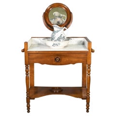 Antique French Washstand in Walnut Louis 19C Louis Philippe Style