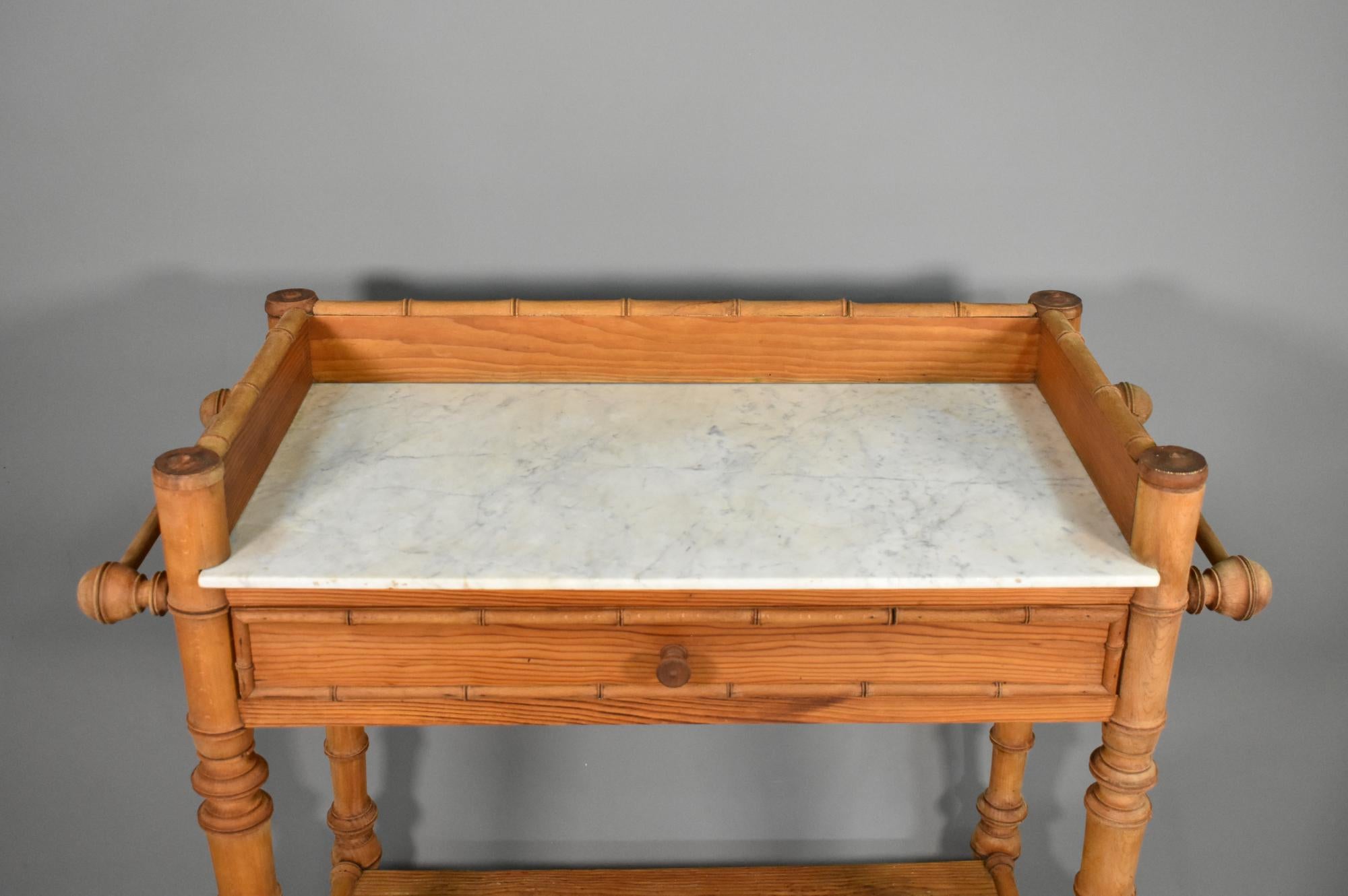 Carrara Marble Antique French Washstand Napoleon III Style For Sale