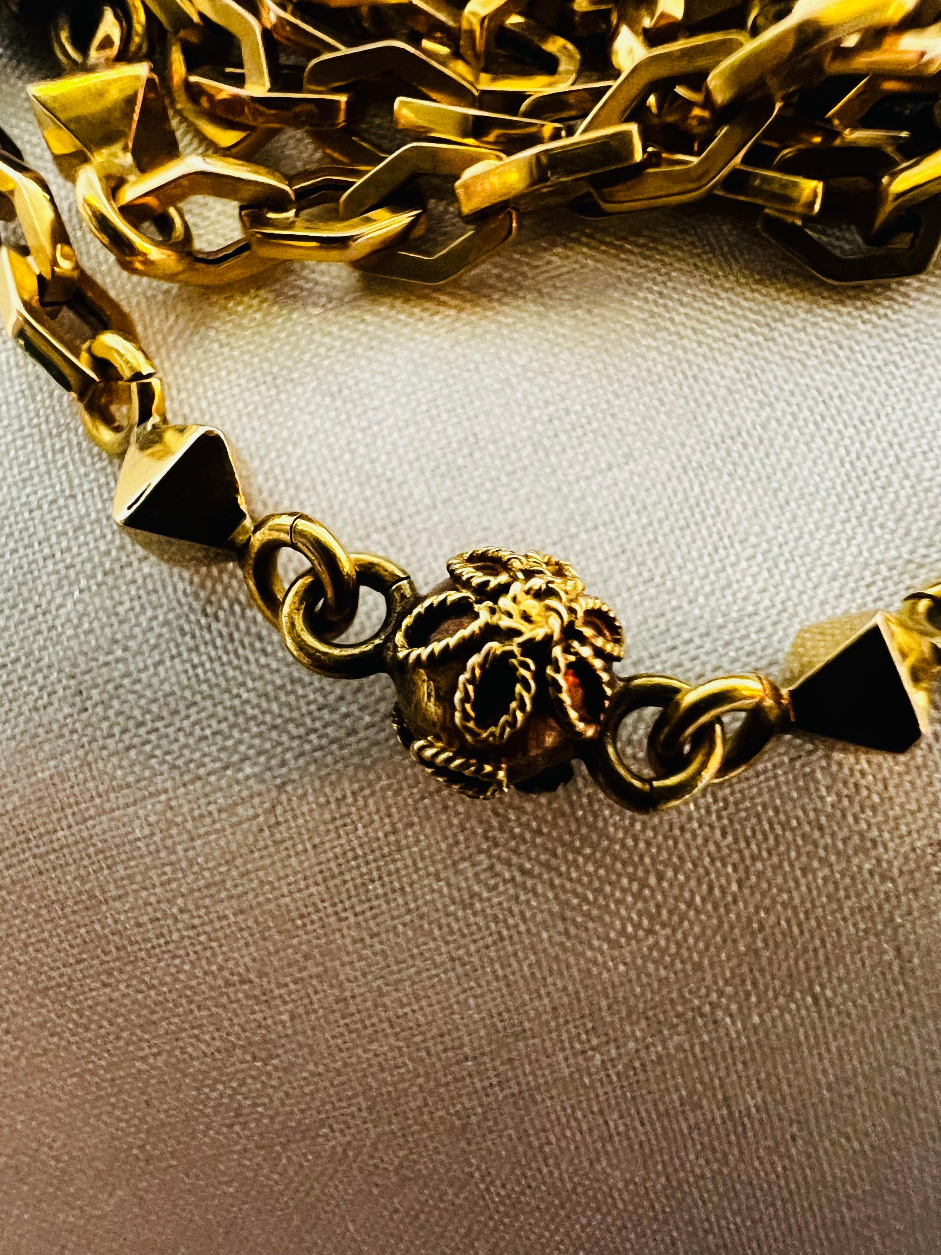 Antique French Watch Chain 18k Yellow Solid Gold Edwardian Art Nouveau Necklace 9