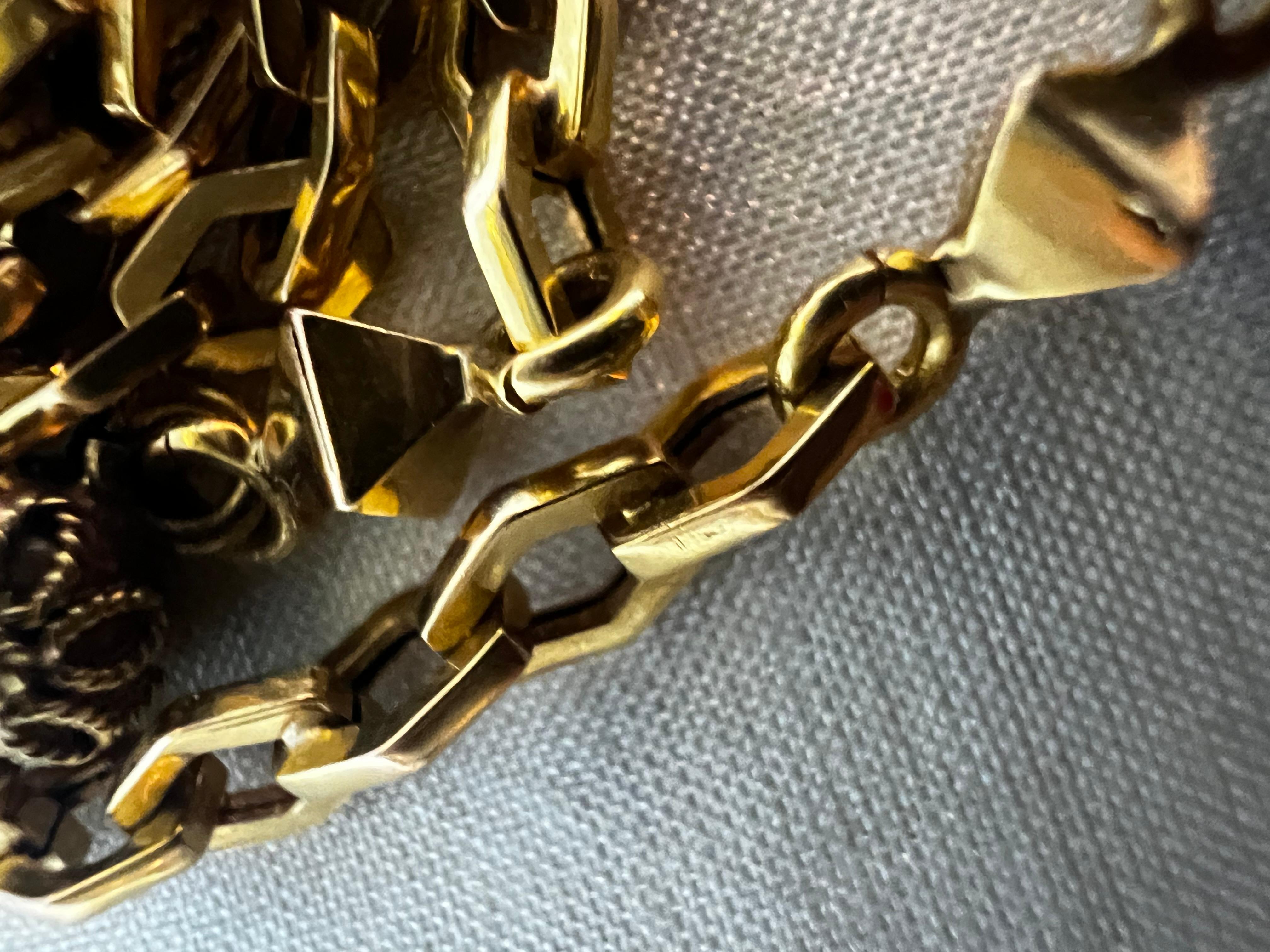 Women's or Men's Antique French Watch Chain 18k Yellow Solid Gold Edwardian Art Nouveau Necklace