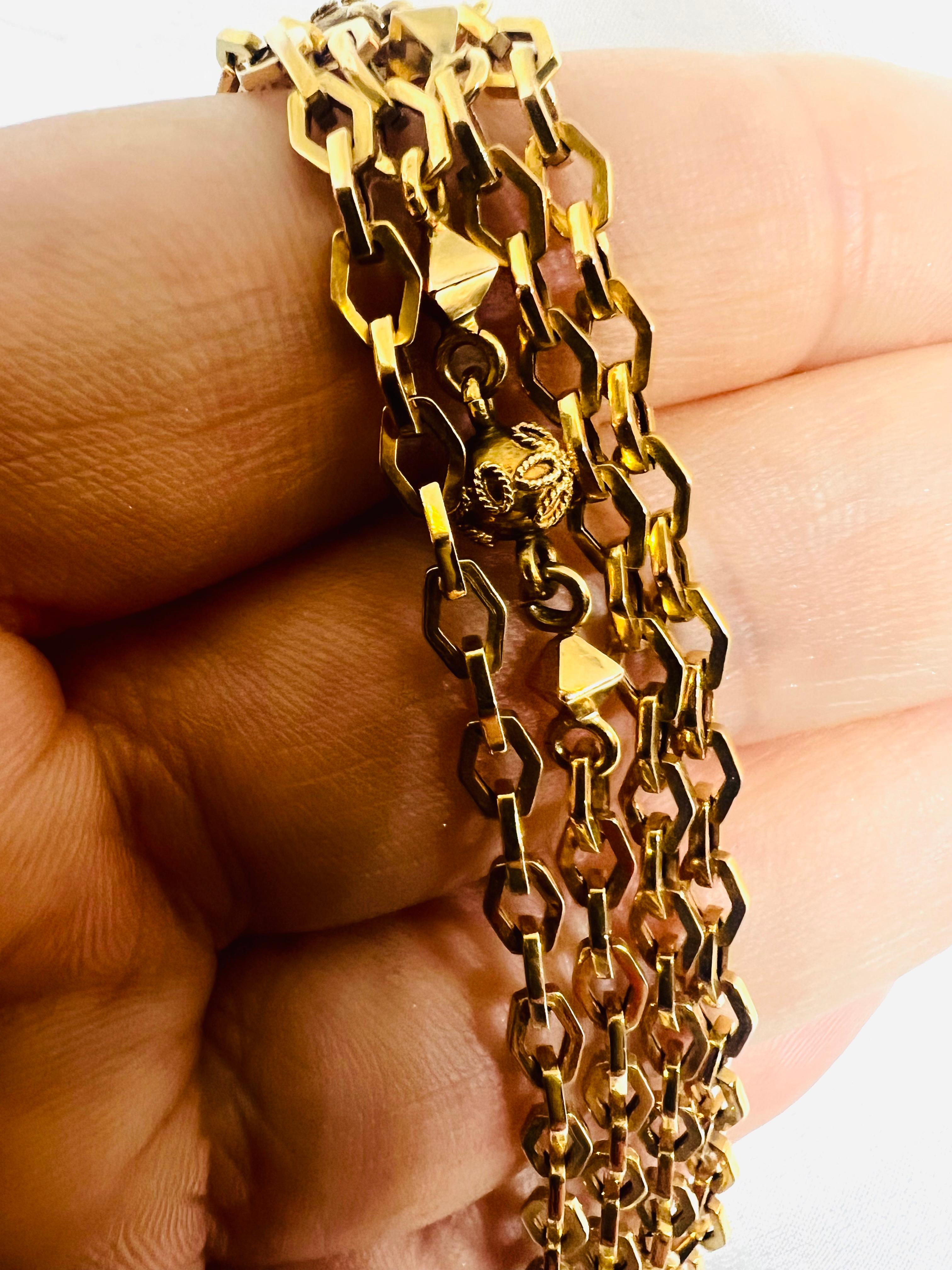 Antique French Watch Chain 18k Yellow Solid Gold Edwardian Art Nouveau Necklace 4