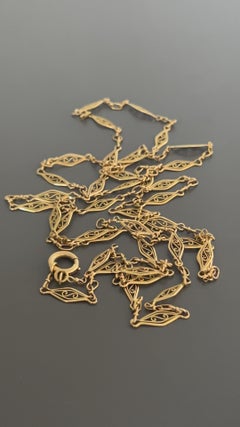Antique French Watch Chain Art Nouveau 18k Yellow Gold