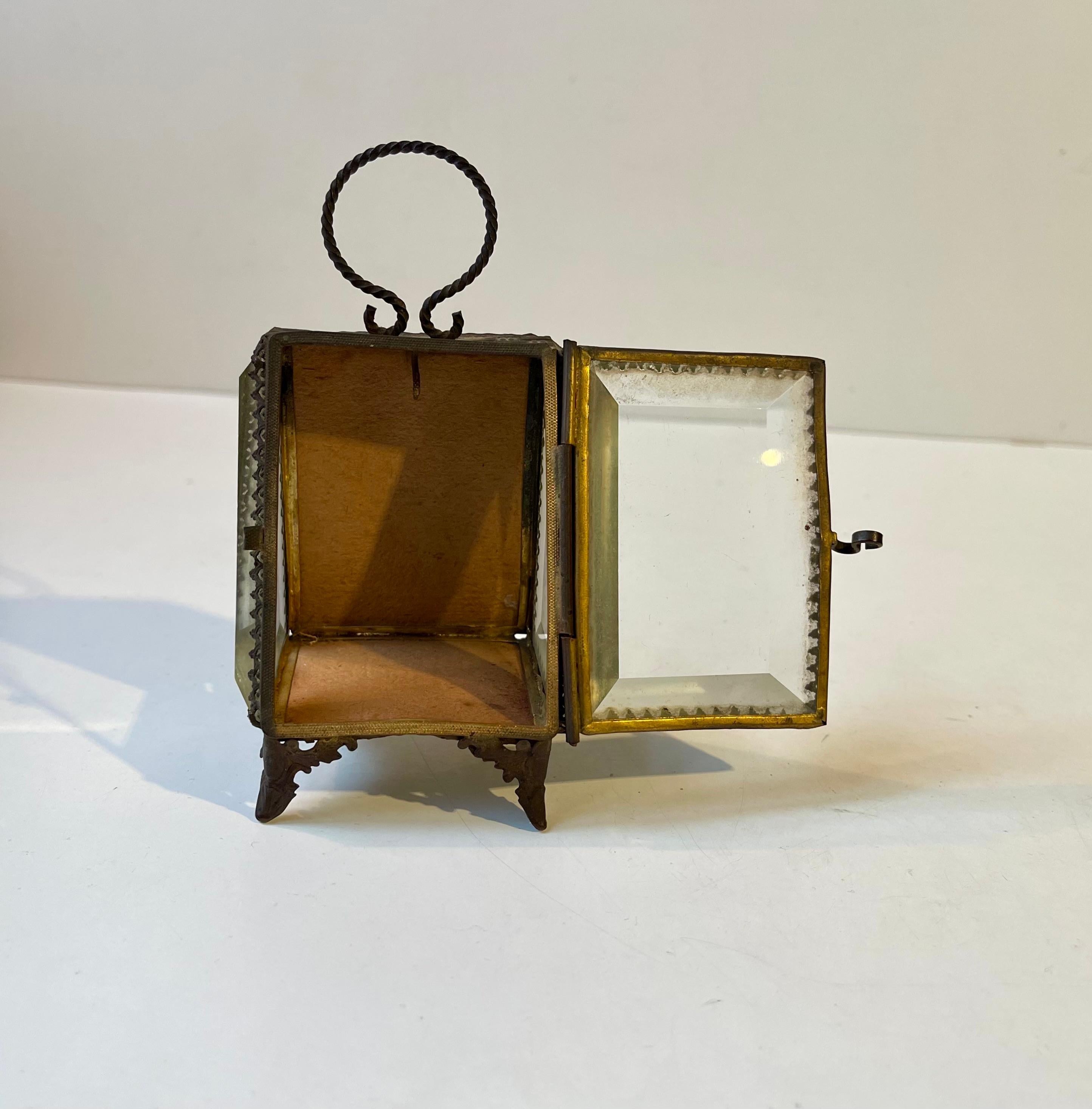 XIX secolo Antique French Watch Vitrine in Bronze & Crystal, 19th century in vendita