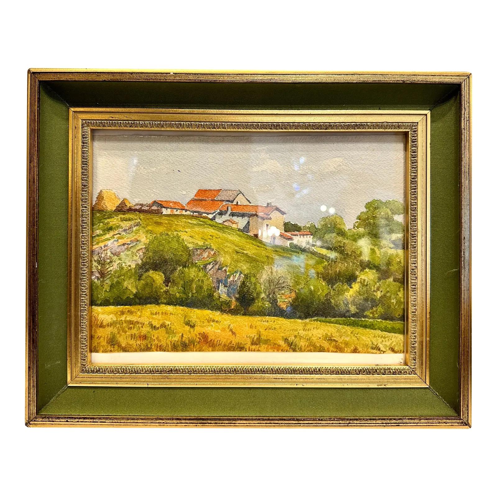 Early 20th Century Antique French Water Color For Sale