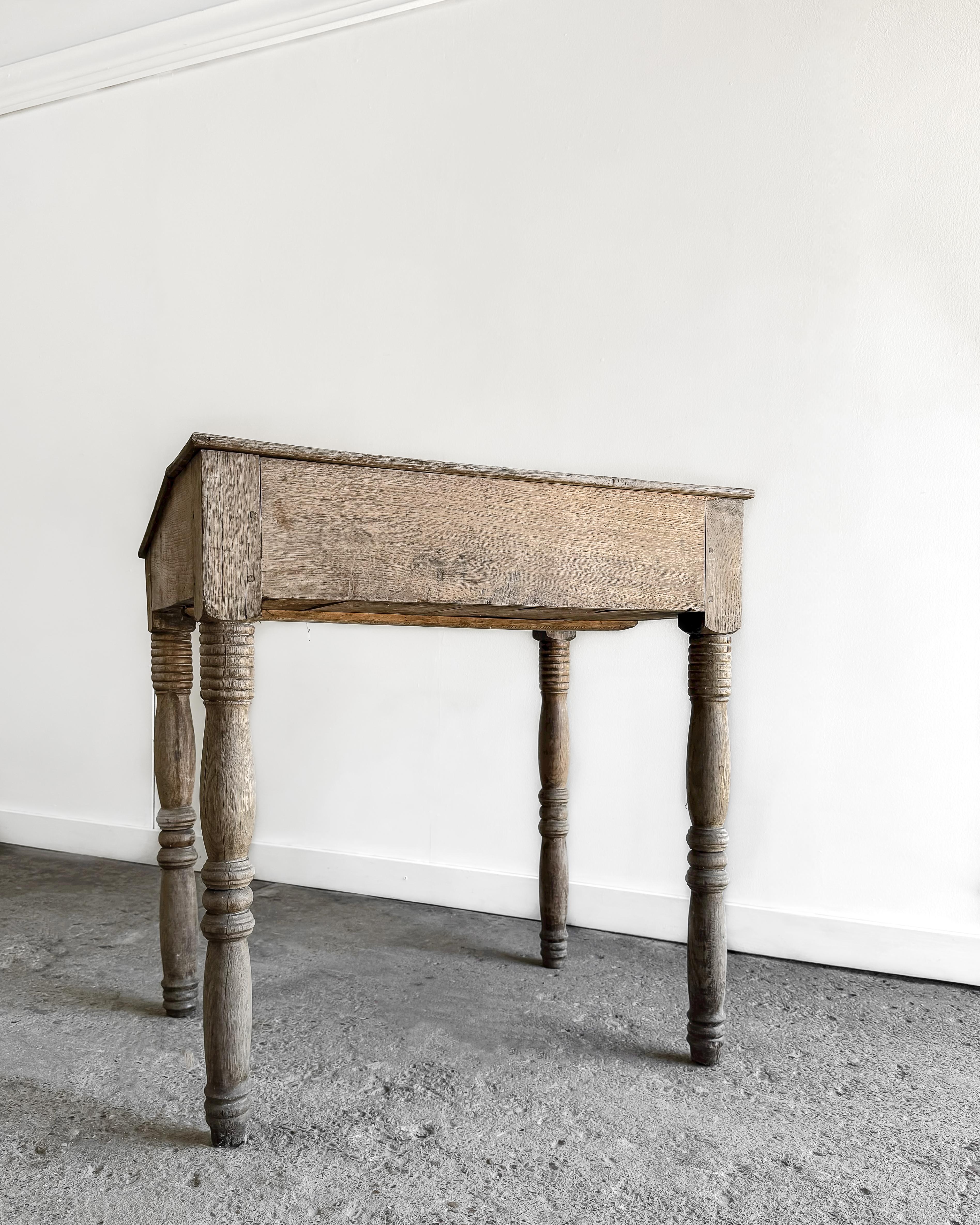 Antique French Weathered Oak Slant Top Desk 9