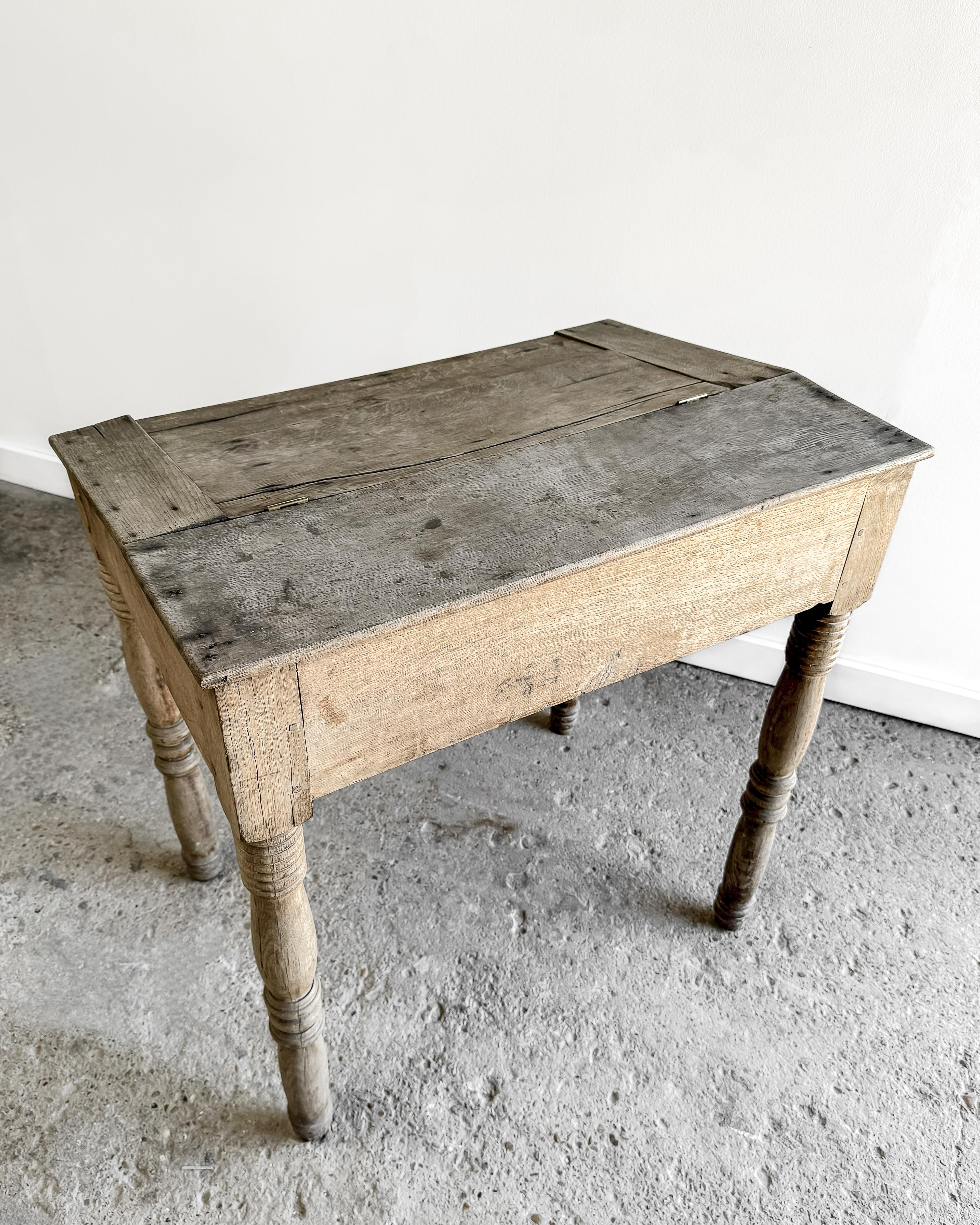 Antique French Weathered Oak Slant Top Desk 10