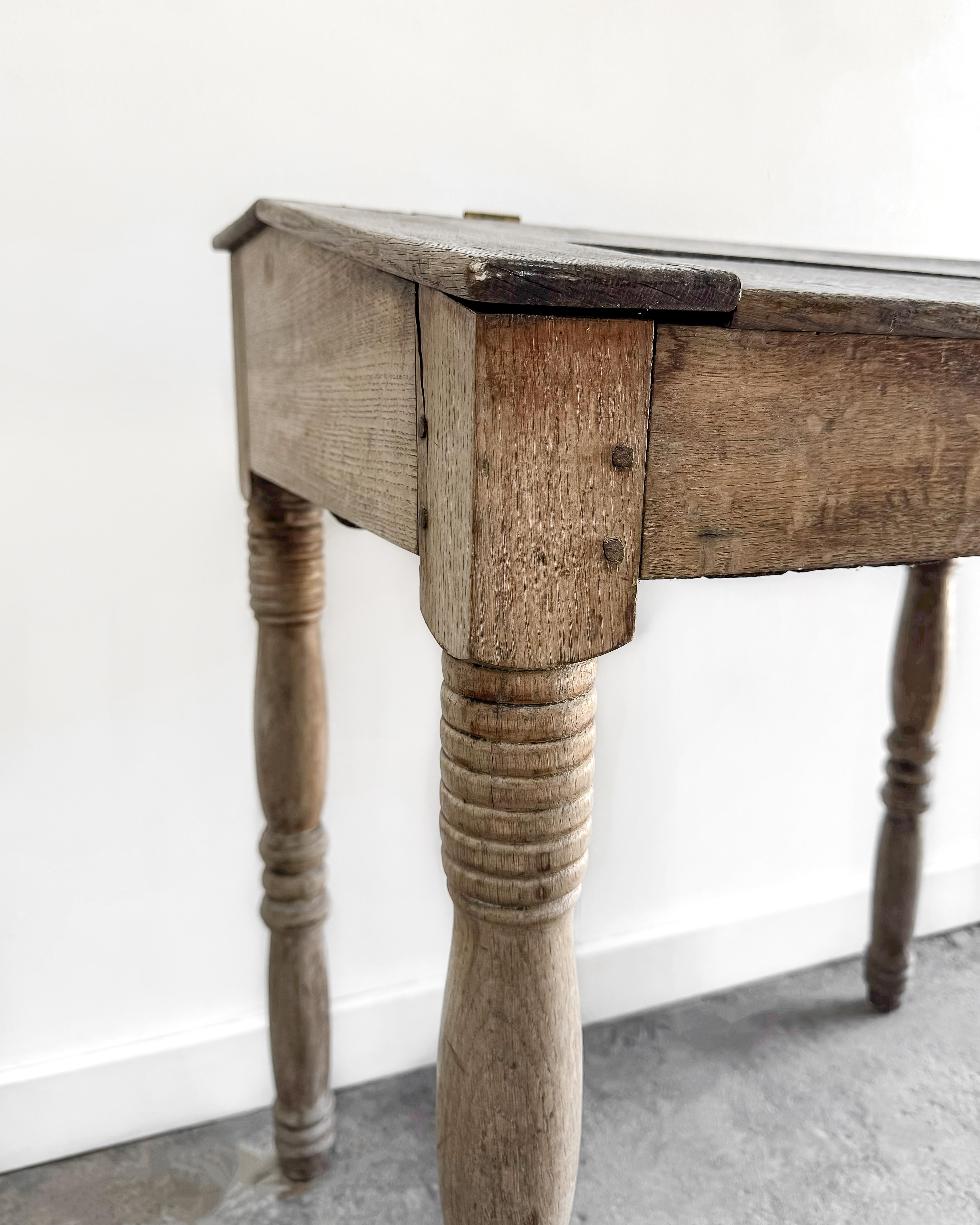 19th Century Antique French Weathered Oak Slant Top Desk