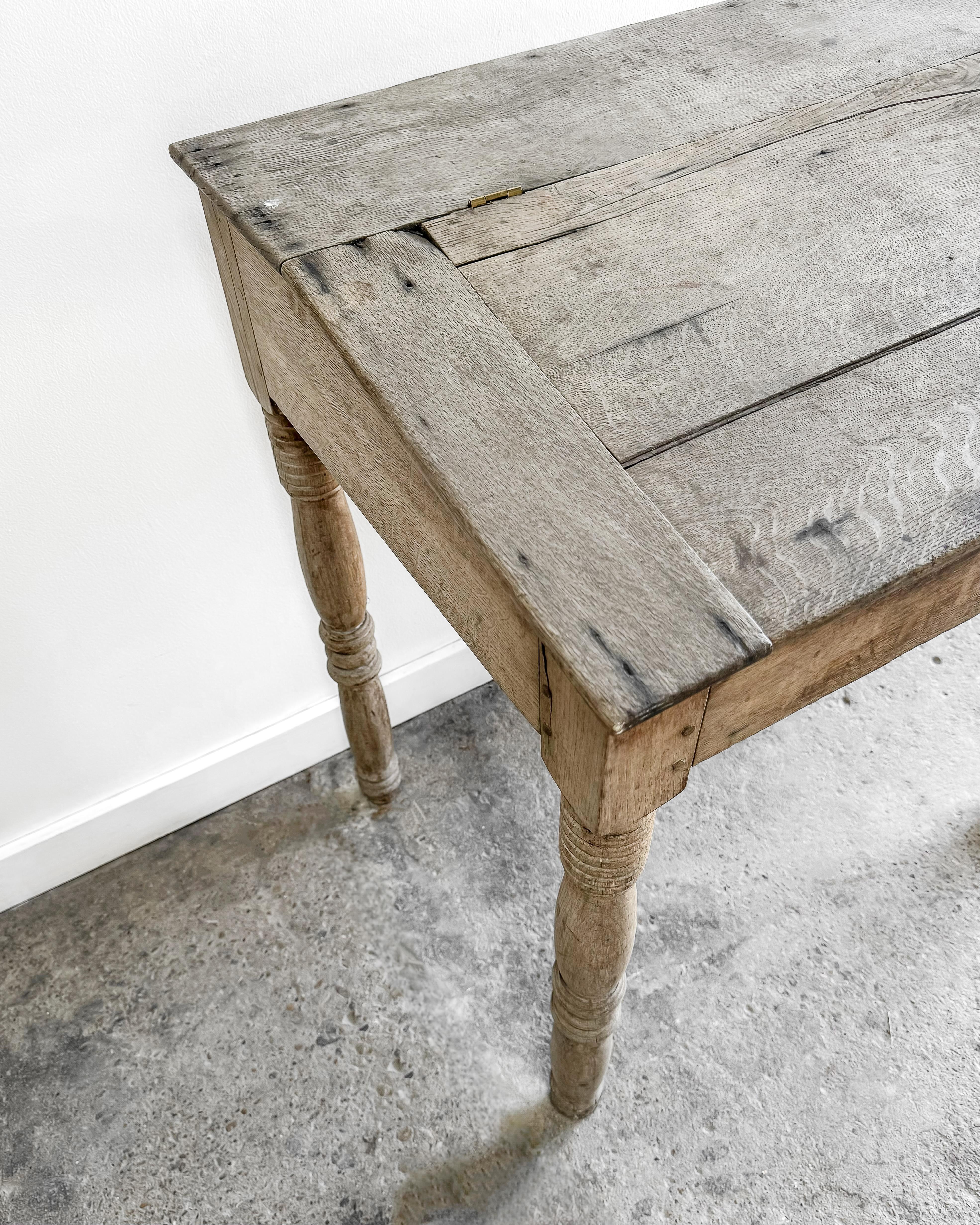 Antique French Weathered Oak Slant Top Desk 1