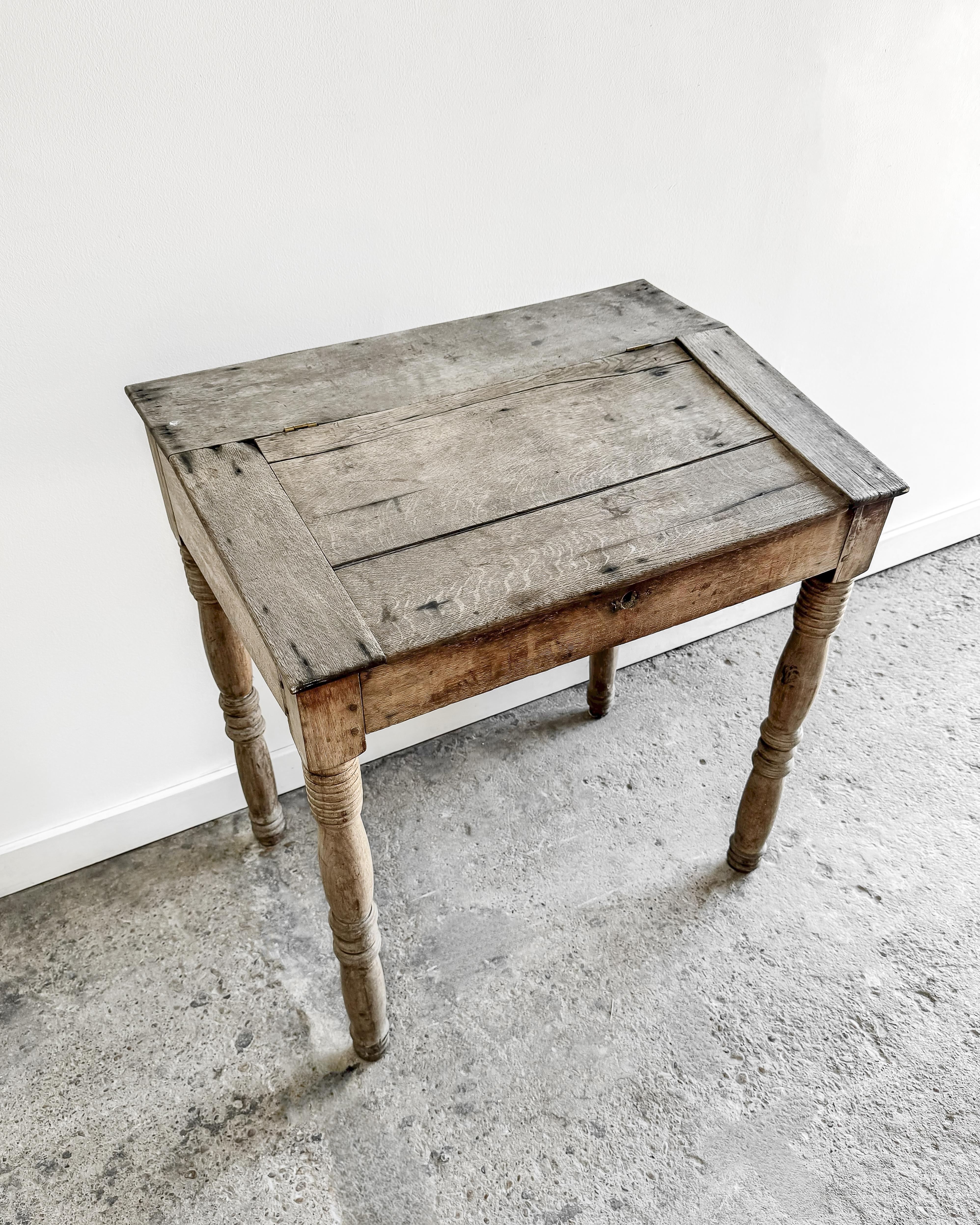Antique French Weathered Oak Slant Top Desk 2