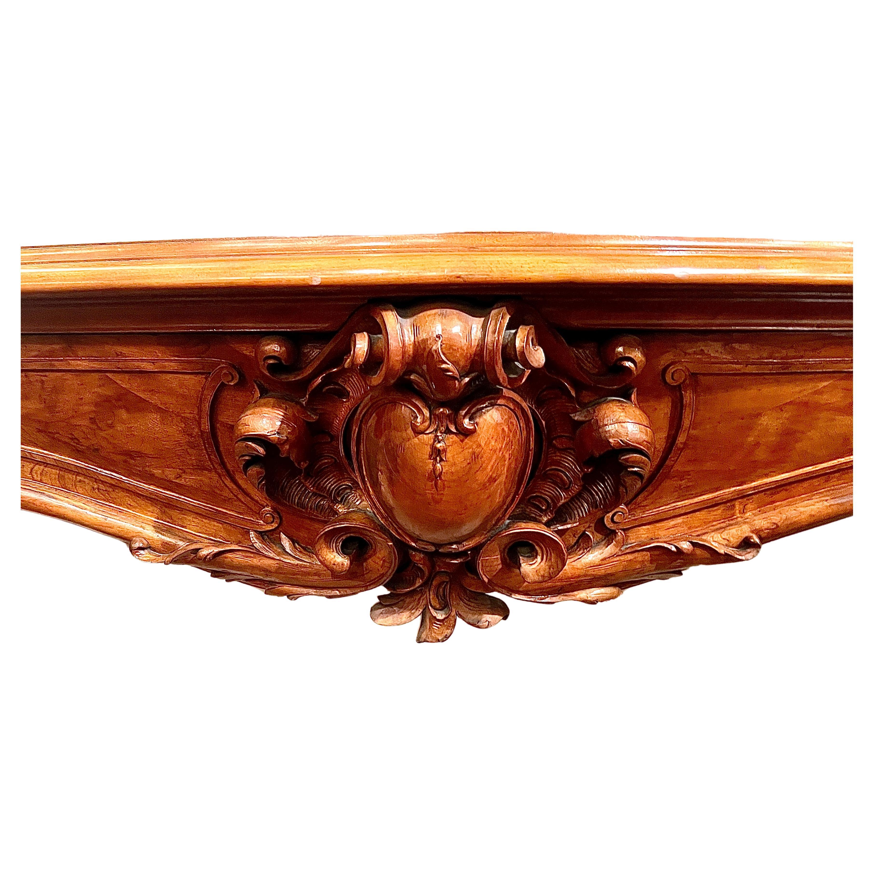 Antique French Well Carved Mahogany Mantel, Circa 1860-1880. In Good Condition For Sale In New Orleans, LA
