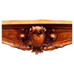 Antique French Well Carved Mahogany Mantel, Circa 1860-1880.