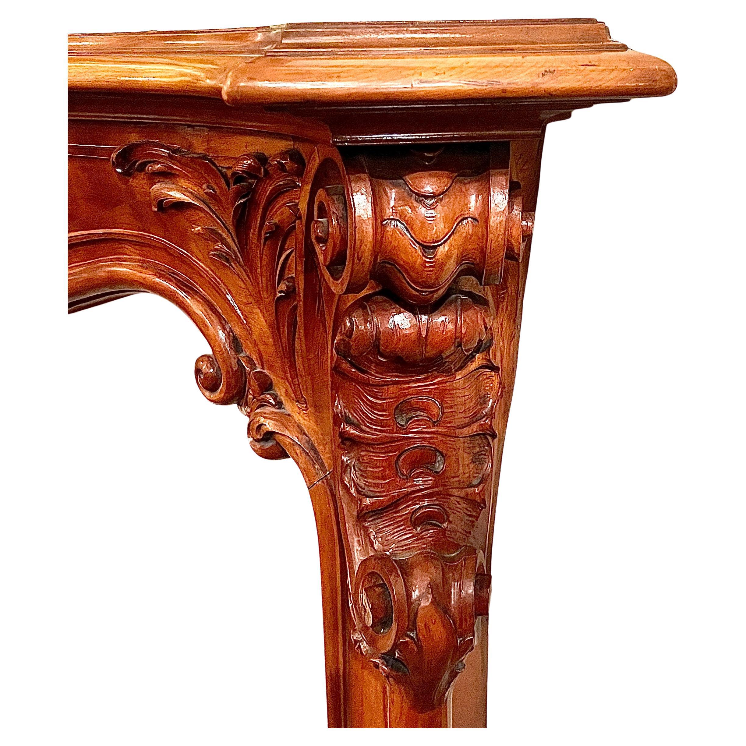 Antique French Well Carved Mahogany Mantel, Circa 1860-1880. For Sale 1