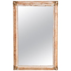 Antique French White and Gold Mirror
