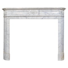 Antique French White Carrara Marble Mantel