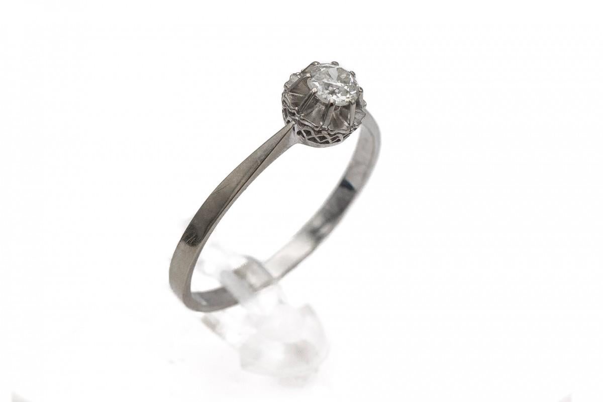 Antique French white gold solitaire ring with a 0.40ct diamond For Sale 2