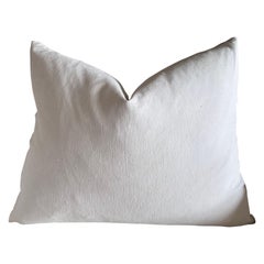 Antique French White Grain Linen Pillow with Insert