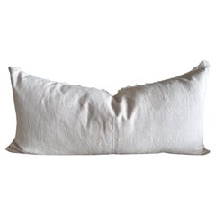Antique French White Grain Linen Pillow with Insert