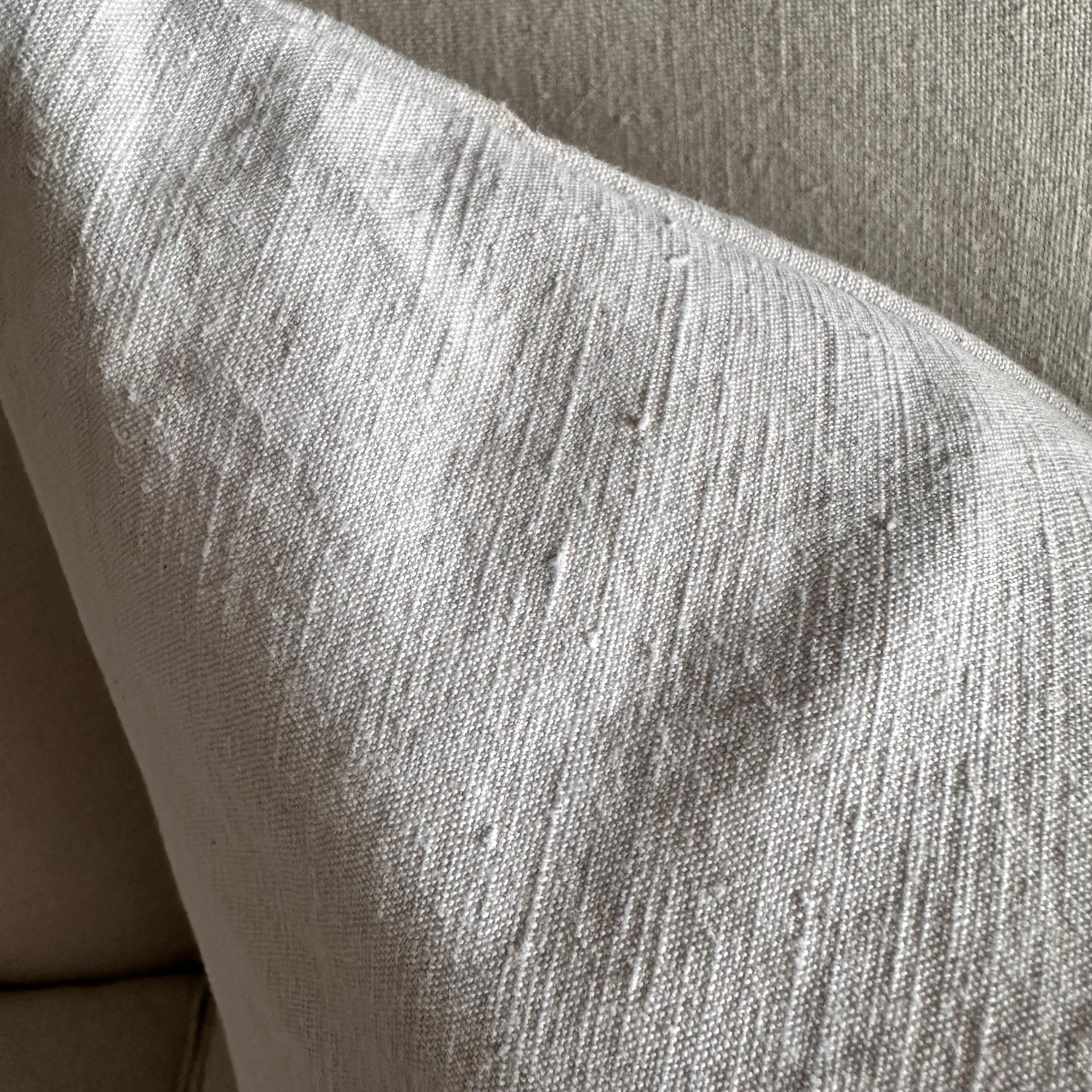 Antique French White Grain Linen Pillows with Insert In New Condition For Sale In Brea, CA