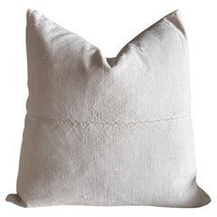 Antique French White Grain Linen Pillows with Insert