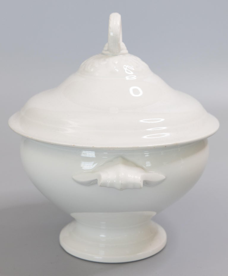 Antique French White Ironstone Lidded Soup Tureen For Sale at 1stDibs