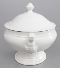 Antique French White Ironstone Lidded Soup Tureen