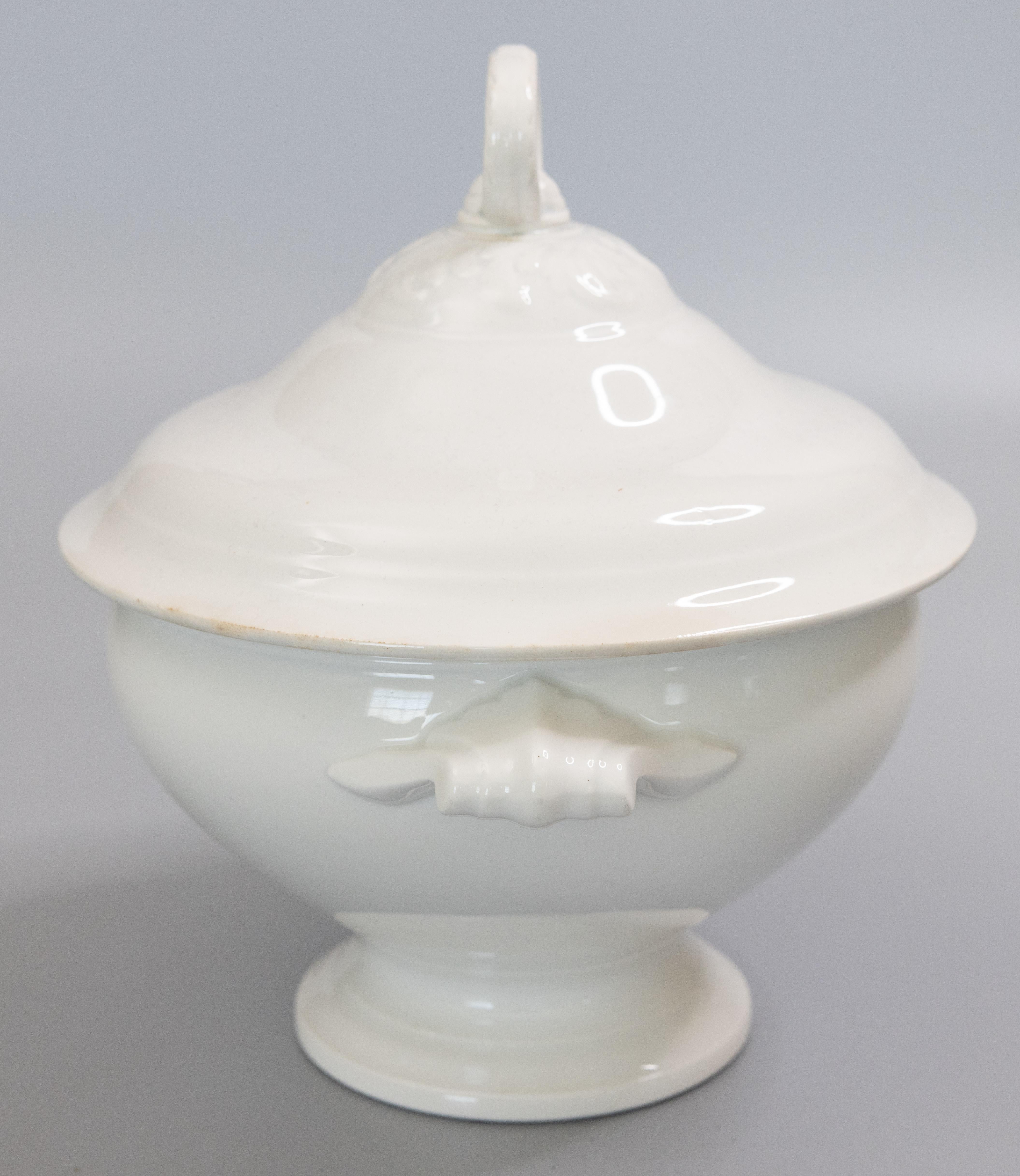 20th Century Antique French White Ironstone Lidded Soup Tureen