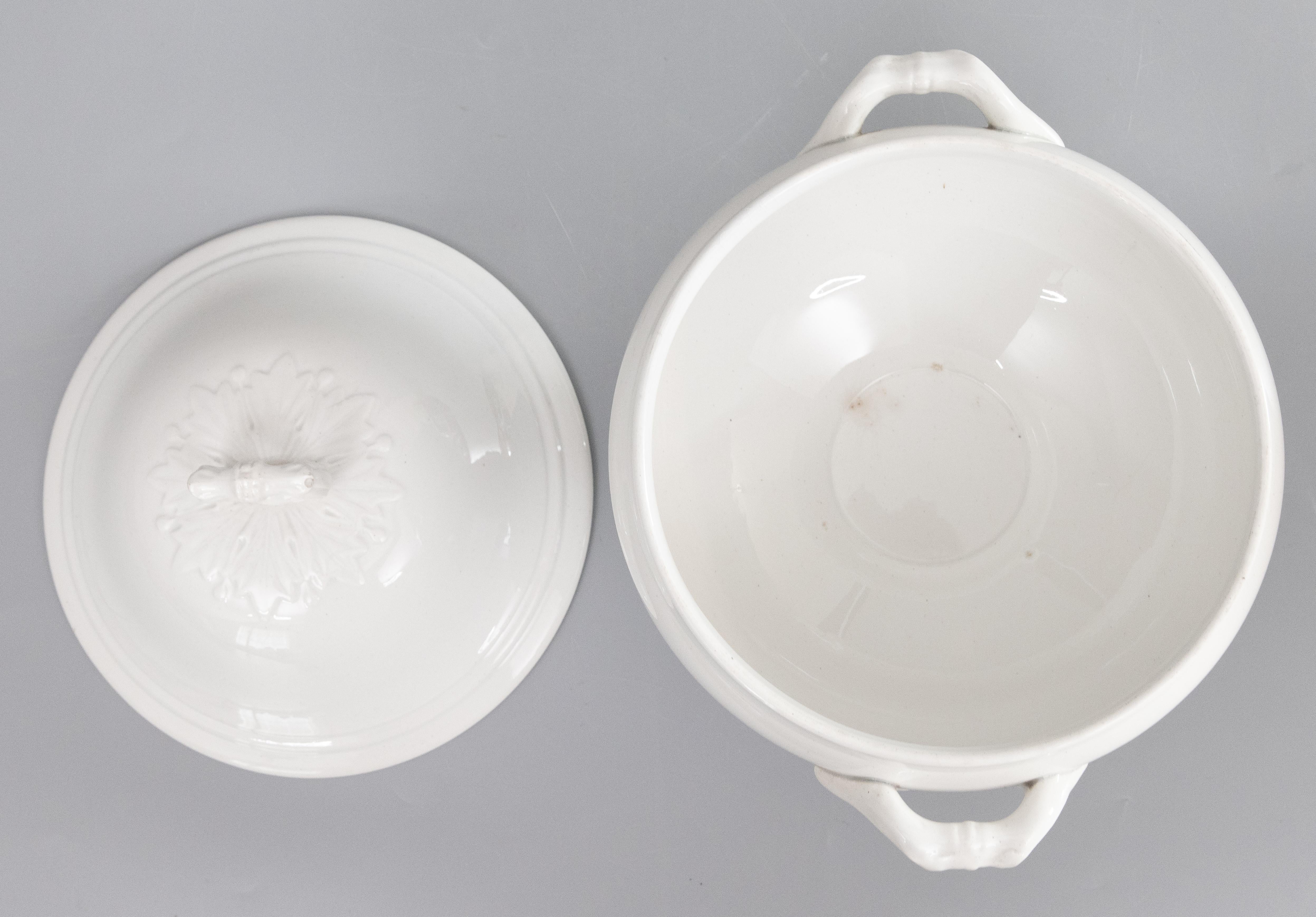 Antique French White Ironstone Lidded Soup Tureen For Sale 1