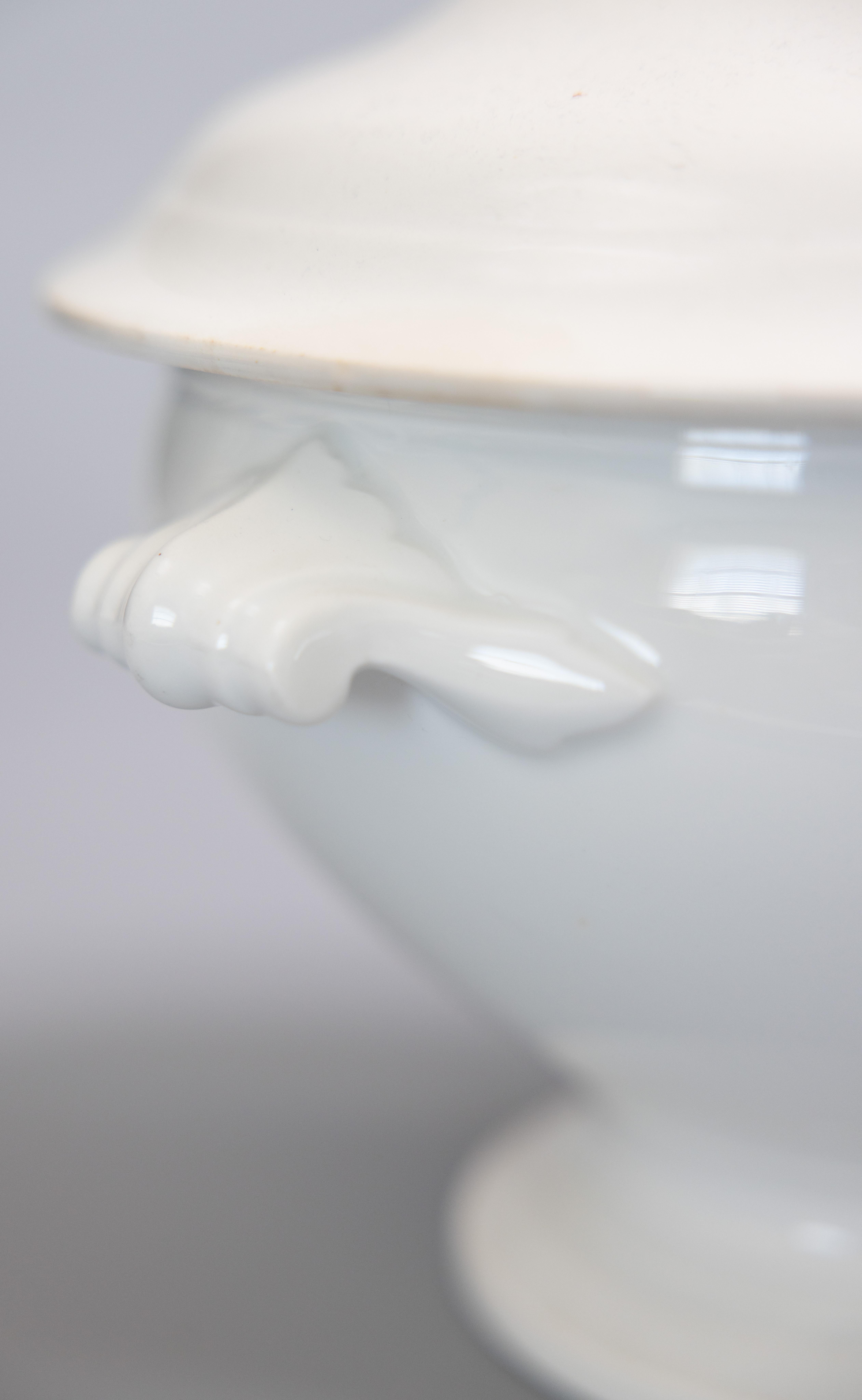 Antique French White Ironstone Lidded Soup Tureen 3