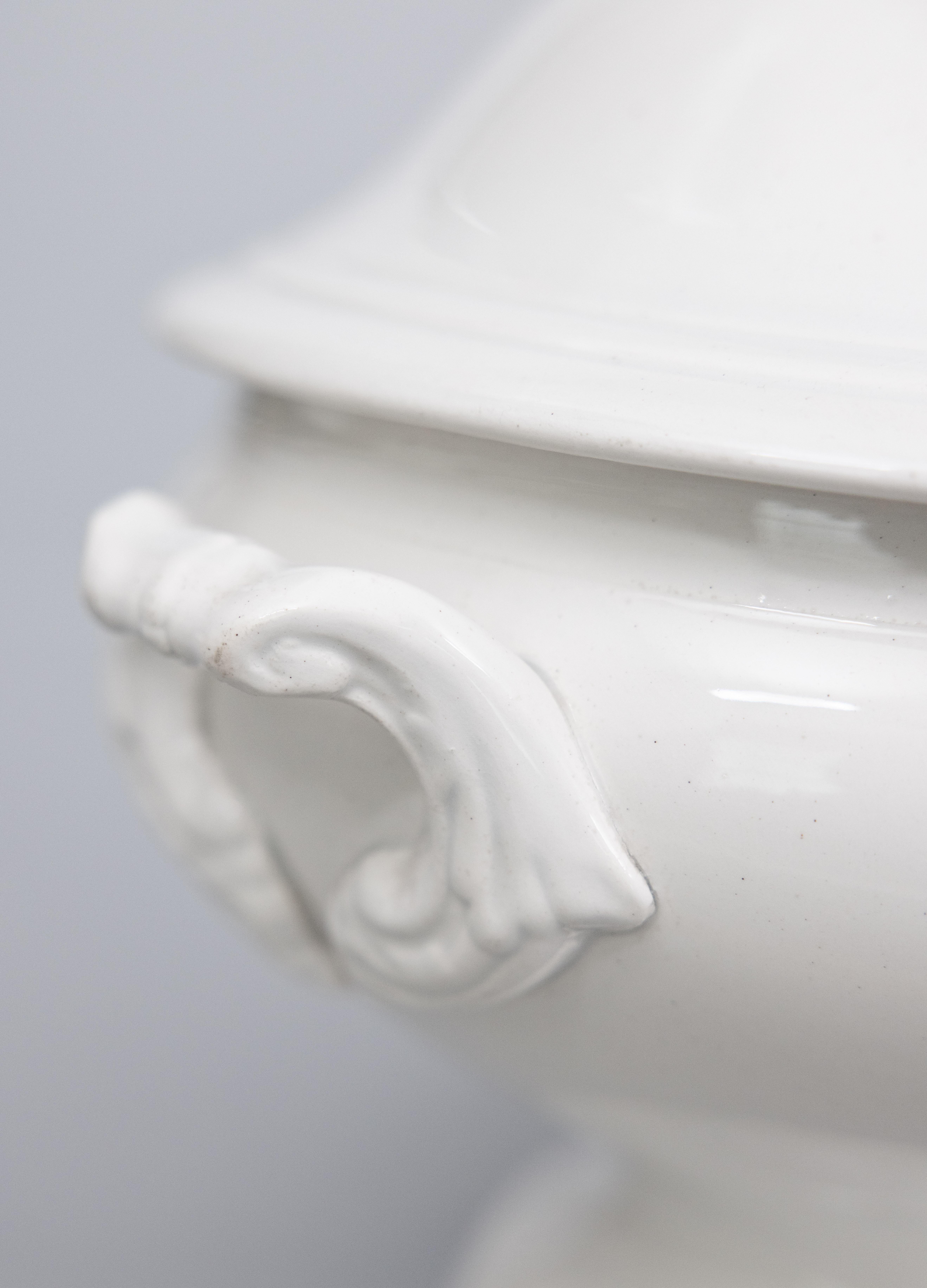 Antique French White Ironstone Lidded Soup Tureen For Sale 4