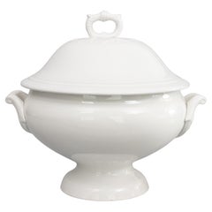Antique French White Ironstone Lidded Soup Tureen