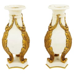Antique French White Marble And Gilt Bronze Cassolettes