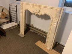 Antique French White Marble Arched Fireplace Surround and Mantel