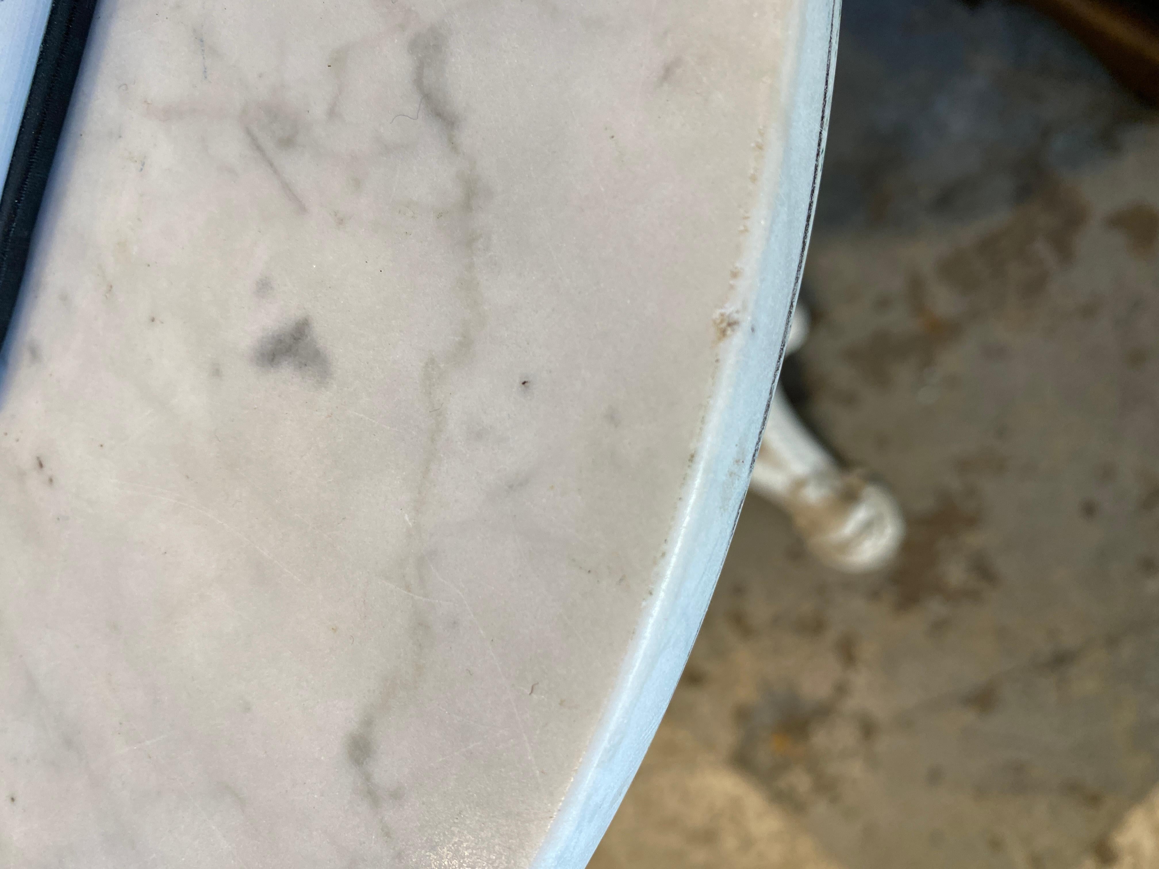 Antique French White Marble and Painted Iron Bistro Table 3