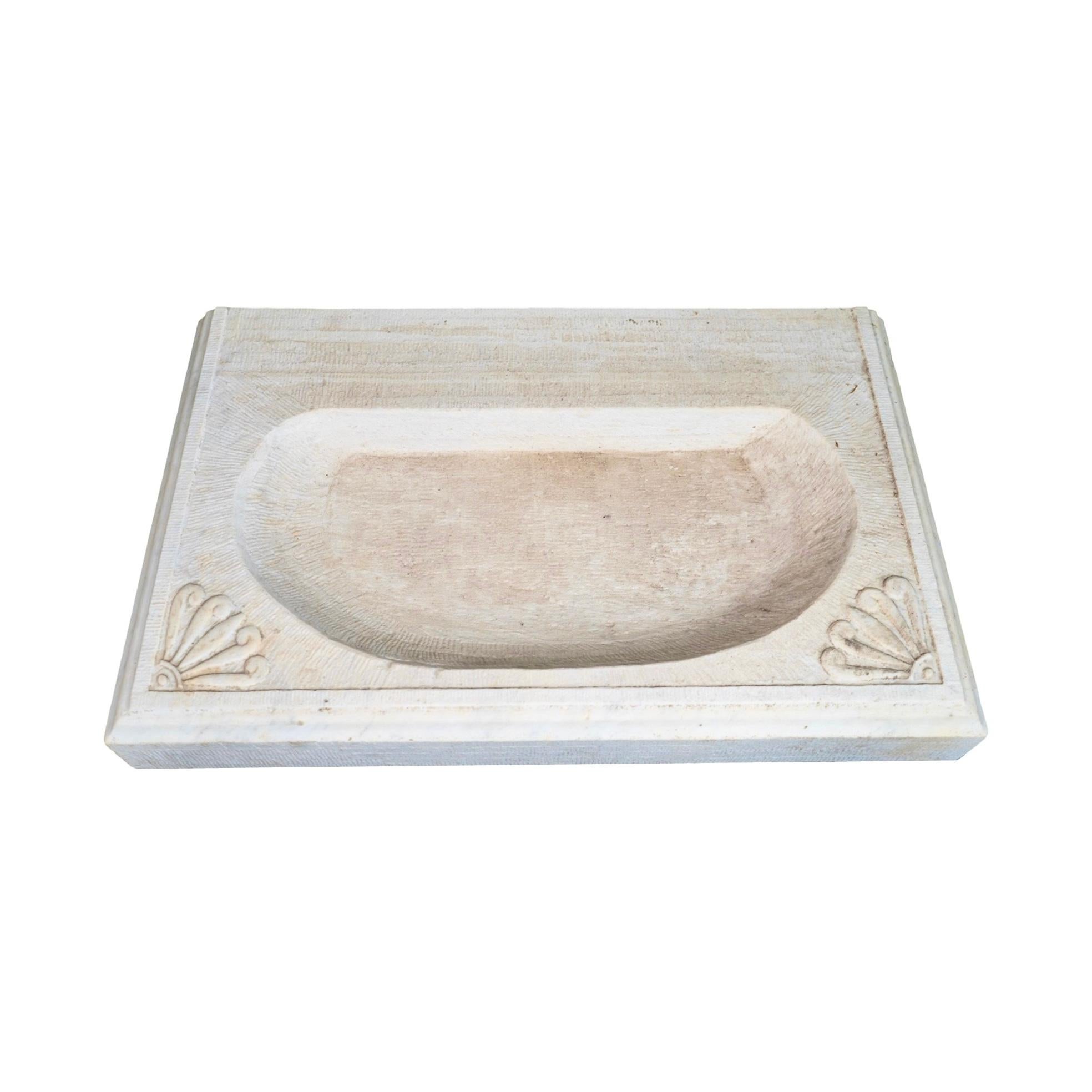 Metà XX secolo Lavello in marmo bianco Antique French in vendita