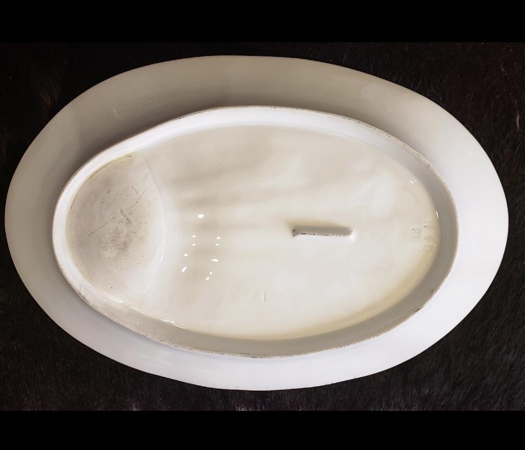 Antique French White Napoleon III Porcelain Carving Platter For Sale 7