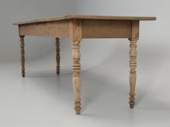 Antique French White Oak Farm Table Pegged 3-Board Top Old Plank Washed Finish