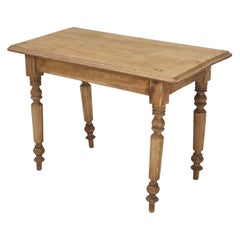 Antique French White Oak Side Table or Small Writing Table, Late 1800s